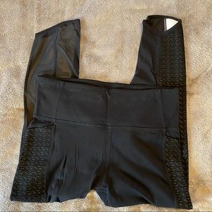 Sheer Detailed Athleta Crop Running Leggings